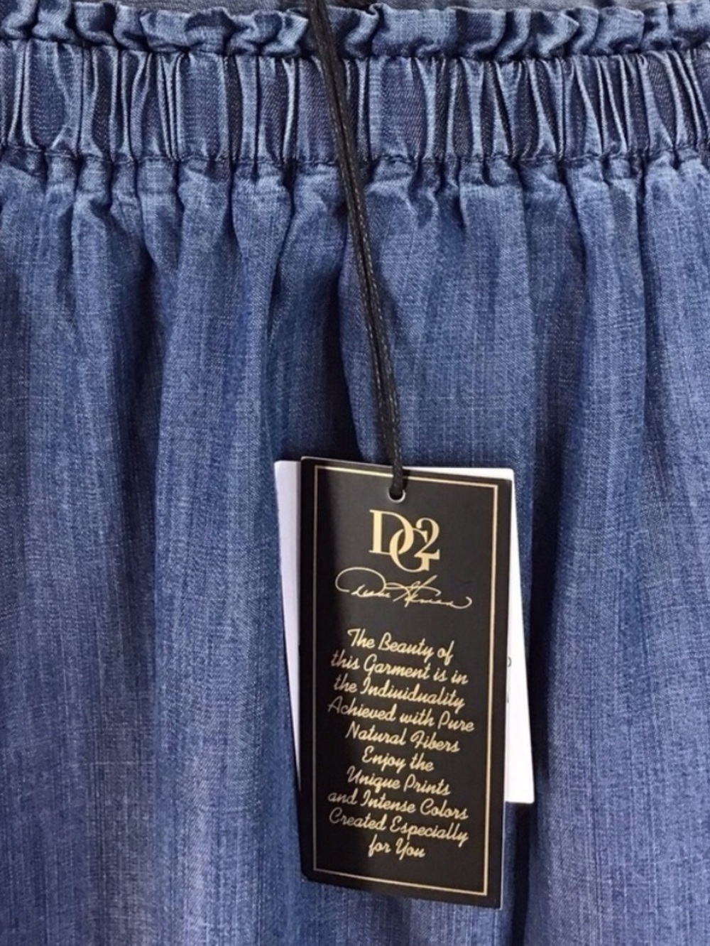 DG2 Diane Gilman Blue Cotton Off The Shoulder Embroidered Bell Sleeve TOP NWT - Picture 6 of 7